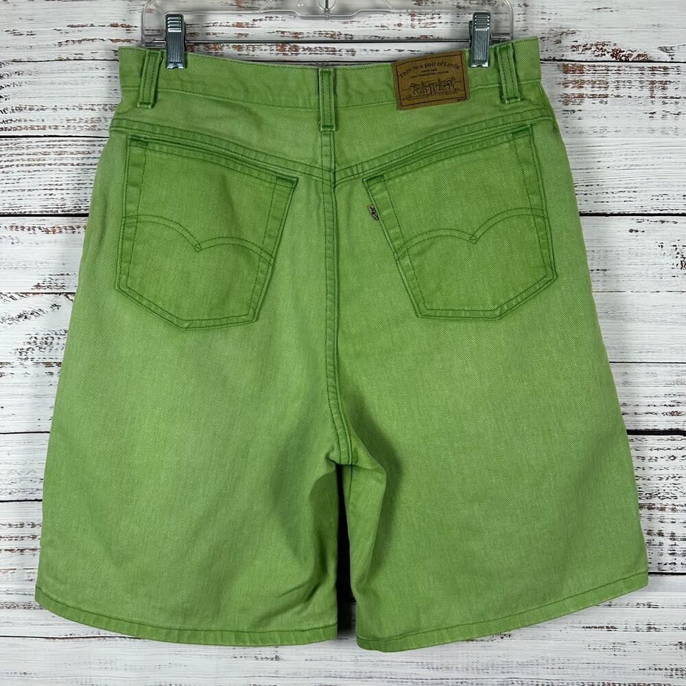 Womens VTG 90s Levis 900 Series Green Denim Jeans Bermuda Hi Rise Cotton USA 14 - Picture 3 of 7